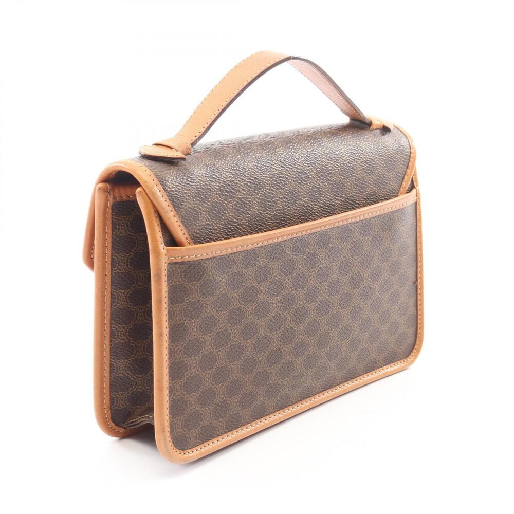 Celine Brown Canvas Handbag Leather Macadam Brown